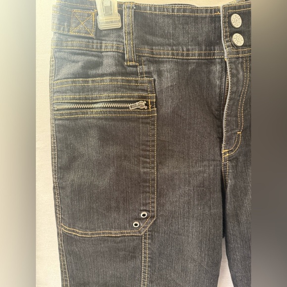 Bum Equipment Capri Jeans Women 14 Denim Missy Dark Blue/heather blk - Picture 2 of 9